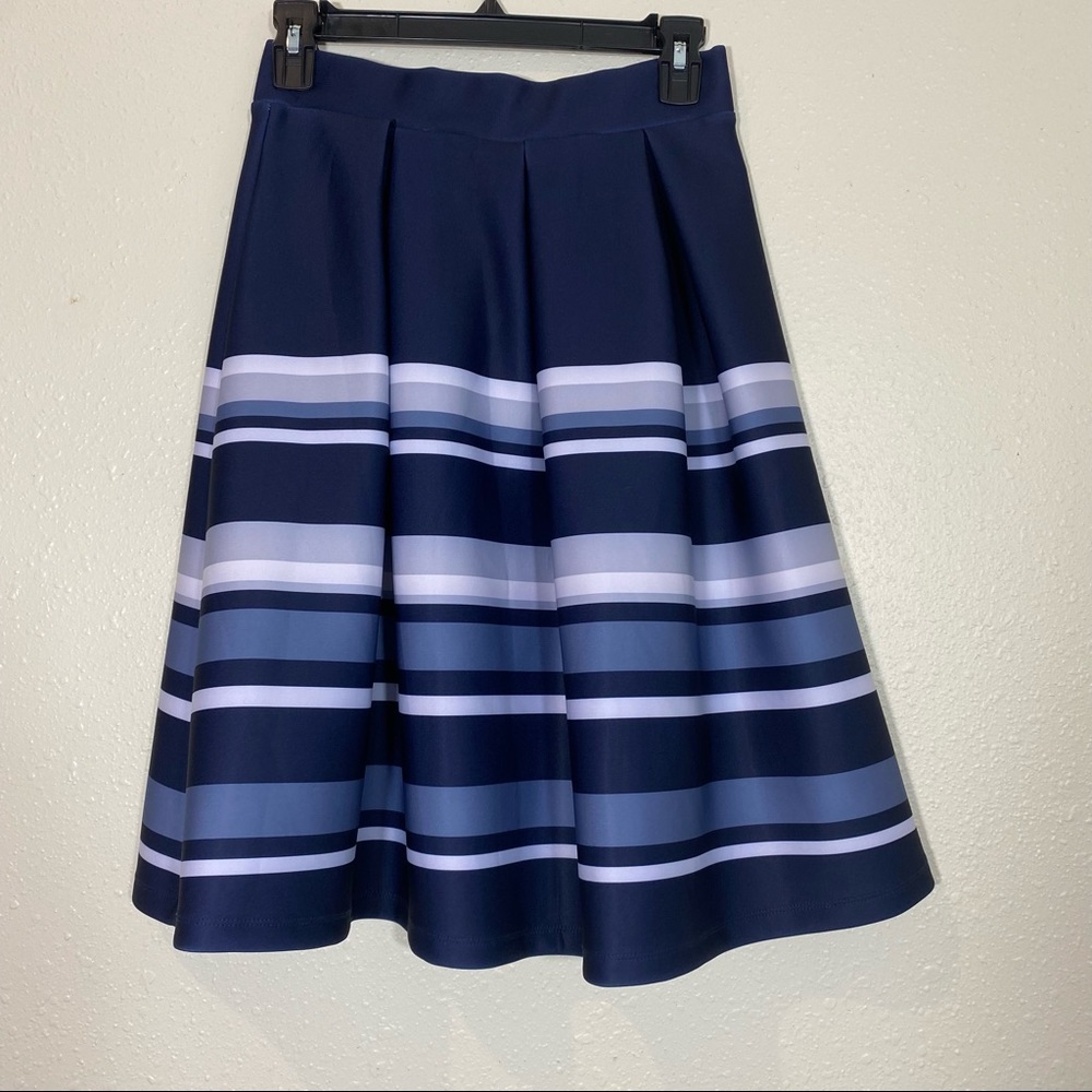 Cato Full Skirt A line Full Skirt Striped Blue XS pleated